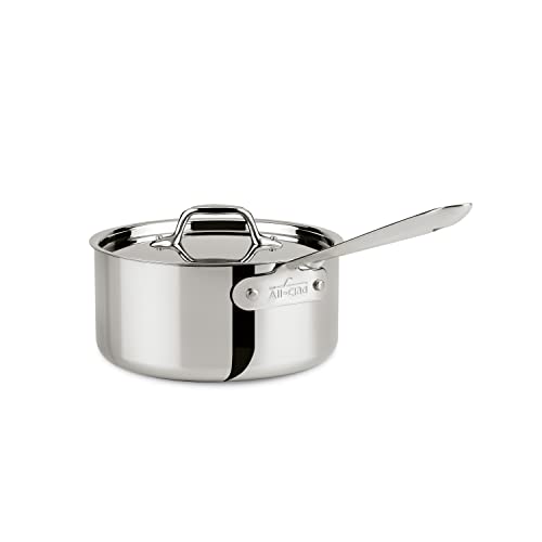 All-Clad - 8701004398 All-Clad 4203 Stainless Steel Tri-Ply Bonded Dishwasher Safe Sauce Pan with Lid / Cookware, 3-Quart, Silver -