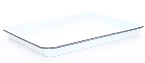 Enamelware Jelly Roll Pan, 16 x 12.25 inches, Vintage White/Grey