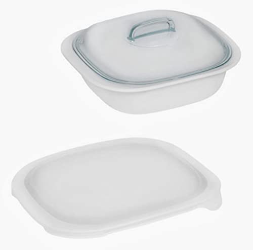 Corelle Bake, Serve, Store 2-1/2-qt White Square w/Glass & Plastic Covers