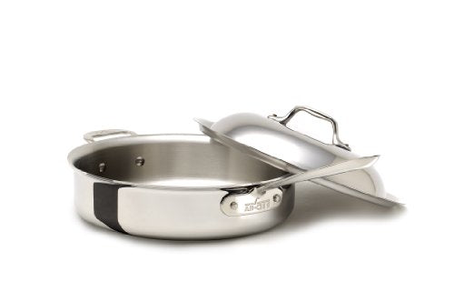 All-Clad Stainless Steel Tri-Ply Dishwasher Safe Saute and Simmer Pan/Cookware, 3-Quart, Silver