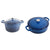 Crock-Pot Artisan Round Enameled Cast Iron Dutch Oven, 7-Quart, Sapphire Blue & Crock Pot Artisan Enameled Cast Iron Braiser W/Lid, 5 Quart, Sapphire Blue