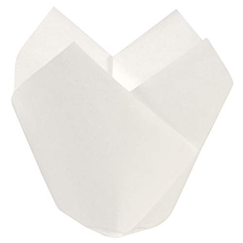 Hoffmaster 611103 Tulip Cup Cupcake Wrapper/Baking Cup, 2-1/4" Diameter x 4" Height, Large, White (10 Packs of 250)