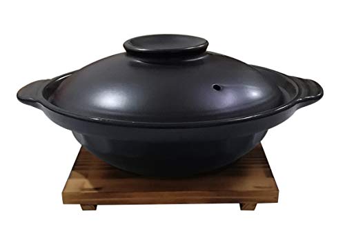 Korean Premium Ceramic Black Casserole Clay Pot with Lid,For Cooking Hot Pot Dolsot Bibimbap and Soup