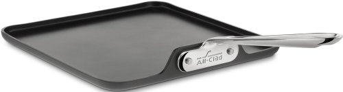 All-Clad 3021 Hard Anodized Aluminum Scratch Resistant Nonstick Anti-Warp Base Square Griddle Specialty Cookware, 11-Inch, Black