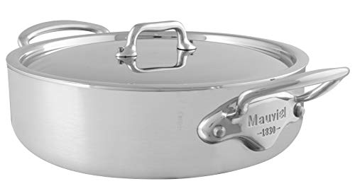Mauviel M'Urban 24cm/9.5" lid Cast SS Handle Tri-Ply rondeau, brushed stainless steel