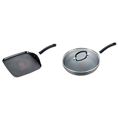 T-fal E76513, Ultimate Hard Anodized, Nonstick 10.25 In. Square Griddle AND E76598 Ultimate Hard Anodized Nonstick 12 Inch Fry Pan Black
