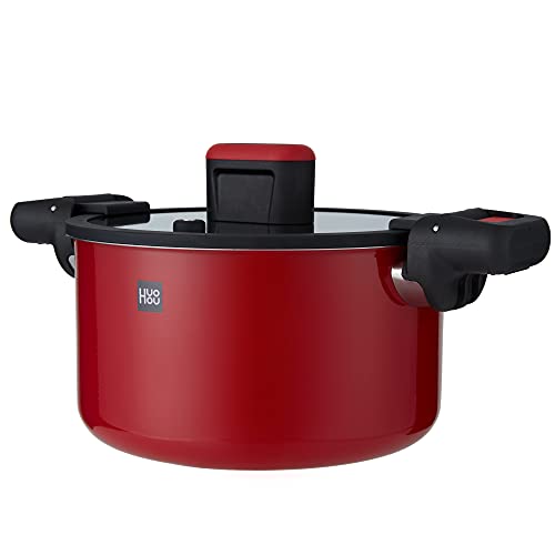 HUOHOU New Micro Pressure Cooker Enameled Stainless Steel (Red)