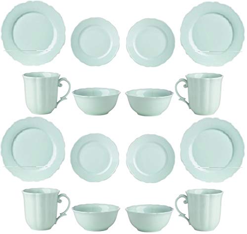 Lenox Classic Butterfly Meadow Solids 16 Pc Dinnerware GREEN Set 4 Dinner 4 Salad Accent 4 bowls 4 Mugs New in box