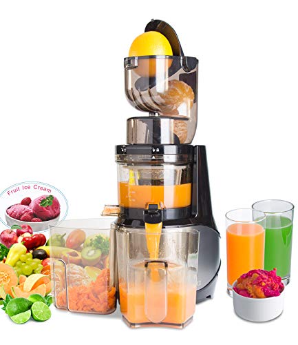 Masticating Juicer,Whole Slow Juicer Extractor by Vitalisci,Cold Press Juicer Machine,Anti-Oxidation for Fruit and Vegetable,Easy to Clean and BPA Free,(300W AC Motor/3.15" Wide Chute/40 RPMs)-Silver