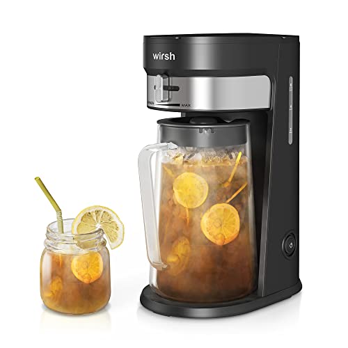 Iced Tea Maker, Wirsh Iced Coffee Maker with 85 Ounce Pitcher, Strength Control and Reusable Filter, Perfect For Iced Coffee, Latte, Tea, Lemonade, Flavored Water, Black