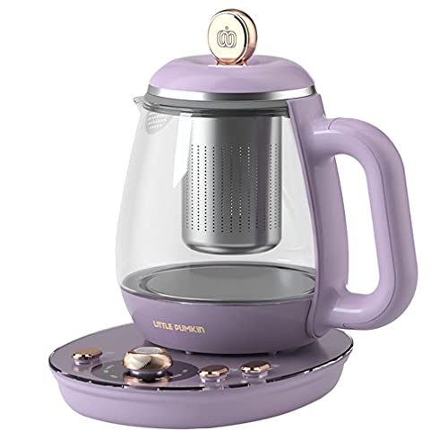 ZYBW Glass Electric Kettle,Household Glass Multifunctional Small Electric Tea Maker,6-Speed timed Isolation,Borosilicate Glass Multifunctional 0.8L Tea Infuser with Filter,Purple