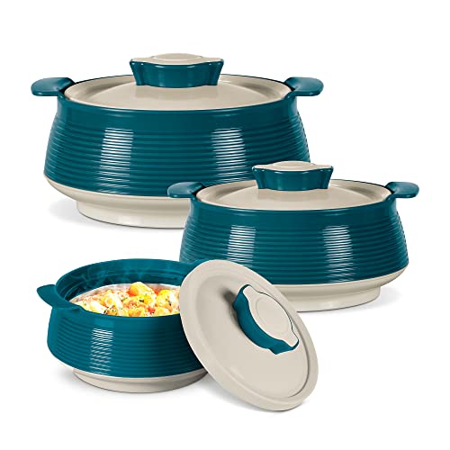 Milton Venice Regular Insulated Inner Stainless Steel Casserole, Set of 3, (850 ml, 1.35 Litres, 1.85 Litres), Marble Green | BPA Free | Food Grade | Easy to Carry & Store | Ideal For Chapatti | Roti