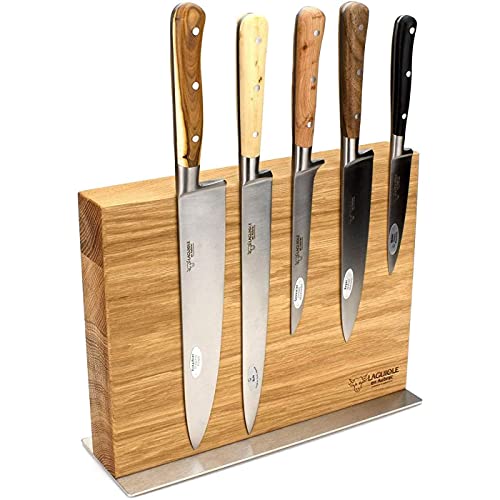(D) Laguiole 6-Piece Kitchen Cutlery Set on Magnetic Oak Block (Mixed Wood)