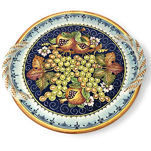 CERAMICHE D'ARTE PARRINI - Italian Ceramic Centerpiece Flat Fruit Art Pottery Painted Made in ITALY Tuscan