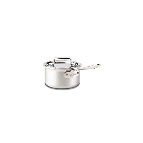 All-Clad BD55201.5 D5 Brushed 18/10 Stainless Steel 5-Ply Bonded Dishwasher Safe Sauce Pan Cookware, 1.5-Quart, Silver
