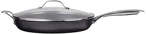 Granitestone Nonstick 14” Frying Pan with Lid Ultra Durable Mineral and Diamond Triple Coated Surface, Family Sized Open Skillet, Oven and Dishwasher Safe, Large, Black