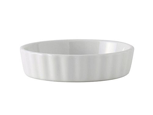 Tuxton BPK-0805 Vitrified China Round Fluted Creme Brulee Dish, 8 oz, Porcelain White (Pack of 12),