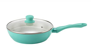 IMUSA USA 10pc Forged Nonstick white Interior Ceramic Teal Cookware Set