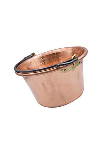 Creartistic Handmade Copper Polenta Paiolo with Wrought Iron Handle Diameter 23 cm Hammered Copper Craft Solid Copper