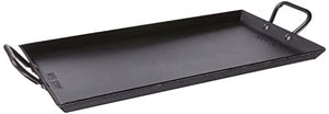 Lodge Carbon Steel Griddle, Pre-Seasoned, 18-inch, Black & Silicone Hot Handle Holders for Carbon Steel Pans, Orange