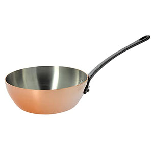 de Buyer - Inocuivre Tradition Conical Saute Pan with Cast Iron Handle - Copper Cookware with Stainless Steel Lining - Oven Safe - 9.5"