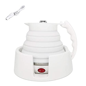 12V/24V Car Foldable Electric Kettle, BPA-Free 450ml Silicone Water Kettle with Cigarette Lighter, Portable Collapsible Tea Kettle,12V