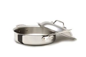 All-Clad Stainless Steel Tri-Ply Dishwasher Safe Saute and Simmer Pan/Cookware, 3-Quart, Silver