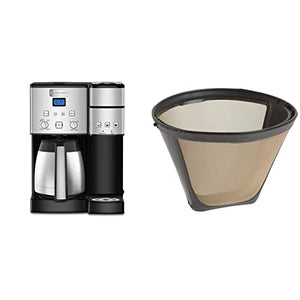 Cuisinart SS-20P1 10-Cup Thermal Coffeemaker and Single-Serve Brewer Coffee Center, Glass, Stainless Steel & GTF Gold Tone Coffee Filter, 10-12 Cup