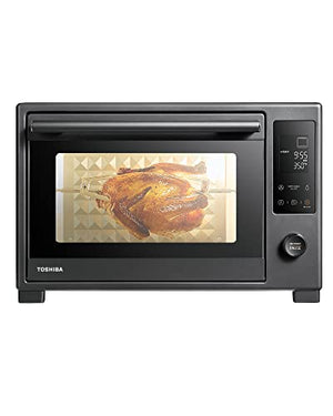 TOSHIBA Hot Air Convection Toaster Oven, Extra Large 34QT/32L, 9-in-1 Cooking Functions, Crispy Grill, Dehydrate, Rotisserie, 6 Accessories Included, 1650W, Grey