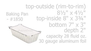 KitchenDance Disposable 2 Pound Closable Loaf Pan w/Colored Lids #1850L (Silver, 125)