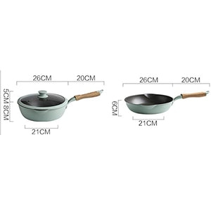 Cook 3pcs Gas Stove Induction Cooker Kitchen Non-Stick Frying Pan + Wok Cooking Cookware Set (Color : A, Size : Large) (A Large) (A L)