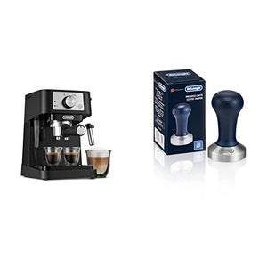De'Longhi Stilosa Manual Espresso Machine, Latte & Cappuccino Maker, 15 Bar Pump Pressure + Manual Milk Frother Steam Wand, Black / Stainless, EC260BK & DLSC058 Coffee Tamper