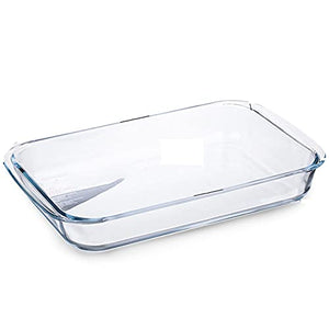 PDGJG Tempered Glass Plate Household Creative Baking Plate Rice Plate Vegetable Plate Oven Microwave Special Fish Plate Rectangular (Size : 2.0)