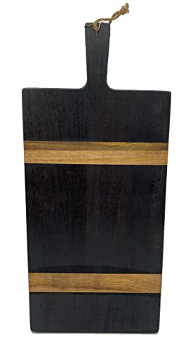 Chloe and Cotton Acacia Wood 22.5 Inches Oversized Serving Board With Handle | Charcuterie Board For Cheese, Meat, Crackers, Fruit, and Wine | Unique Gift | Beautiful Craftsmanship | Black