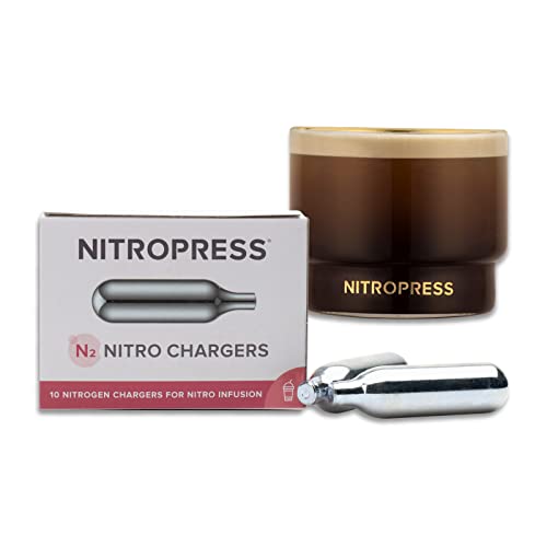 NitroPress Coffee Cocktail Chargers, Pure N2 Gas, Use with NitroPress Instant Nitrogen Diffuser, 360 Cartridges