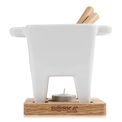BOSKA Tea Light Tapas Fondue Set for Cheese or Chocolate, Life Collection, White