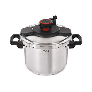 T-fal P45009 Clipso Stainless Steel Dishwasher Safe PTFE PFOA and Cadmium Free 12-PSI Pressure Cooker Cookware, 8-Quart, Silver - 7114000494