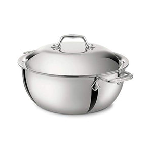 All-Clad 4500 Stainless Steel Tri-Ply Bonded Dishwasher Safe Dutch Oven with Domed Lid / Cookware, 5.5-Quart, Silver