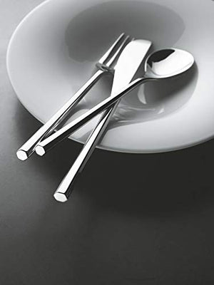 Alessi"MU" Flatware Set Composed Of Six Table Spoons, Table Forks, Table Knives, Coffee Spoons in 18/10 Stainless Steel Mirror Polished, Silver