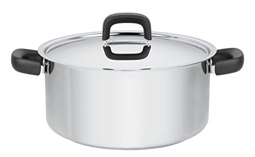 Fiskars Casserole with lid for All Types of stoves, Capacity: 5.0 liters, Stainless Steel/Plastic, Diameter: 24 cm, Functional Form Series, 1015340