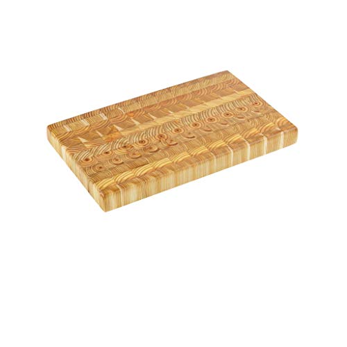 Larch Wood Canada End Grain One Hander Medium Cutting Board, Handcrafted for Professional Chefs & Home Cooking, 13-3/4"x 8-3/4"x 1-1/4" + Larch Wood Beeswax and Mineral Oil Conditioner (1.6 oz/ 45g)