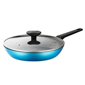 Creative Maifan Stone Frying Pan Nonstick Cookware Set Pots And Frying Pan Set With Glass Lids Safe Soft Touch Handles (Color : Blue-28cm)