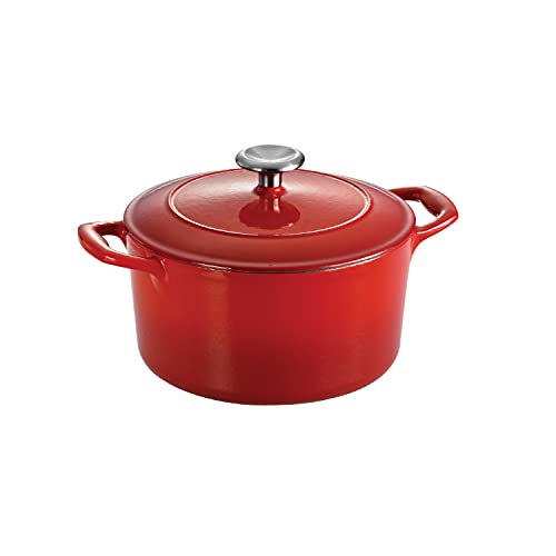 Tramontina Covered Round Dutch Oven Enameled Cast Iron 3.5-Quart, Gradated Red, 80131/046DS