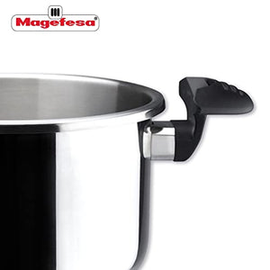 Magefesa® Nova 6.3 Quart Stove-top Super Fast Pressure Cooker, Easy and Smooth Locking Mechanism, Polished 18/10 Stainles Steel, Suitable Induction, 5 Security Systems, 11.6 PSI Working pressure