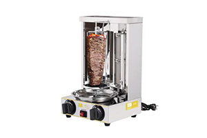 Royali Shawarma Gyro Tacos Al Pastor Doner Grill Small Home Machine Vertical Rotisserie Set of 3 Machine Meat Catcher (Catch Pan) and Propane Hose with Regulator