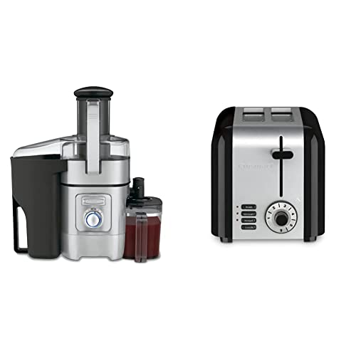 Cuisinart CJE-1000 Die-Cast Juice Extractor & CPT-320P1 Compact 2-Slice Toaster, Brushed Stainless