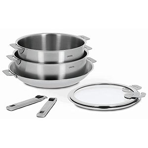 Cristel Strate 18/10 Stainless Steel 7 Piece Cookware Set with Removable Handles