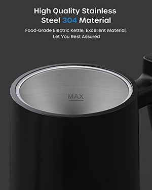 ECOWELL Electric Gooseneck Kettle, Ultra Fast Boiling Kettle 100% Stainless Steel for Pour-over Coffee & Tea, Leak-Proof Design, Auto Shutoff Anti-dry Protection, 1200W-0.8L, Matte Black, WMTS01