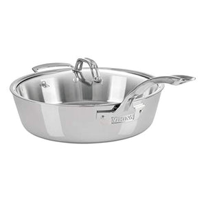 Viking Contemporary 3-Ply Stainless Steel Sauté Pan with Lid, 4.8 Quart