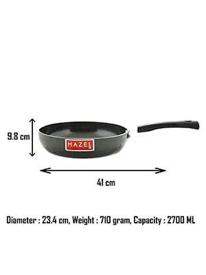 HAZEL Hard Anodised Frying Pan 3 mm Aluminium Anodized Fry Pan, 23.4 cm, 2700 ML